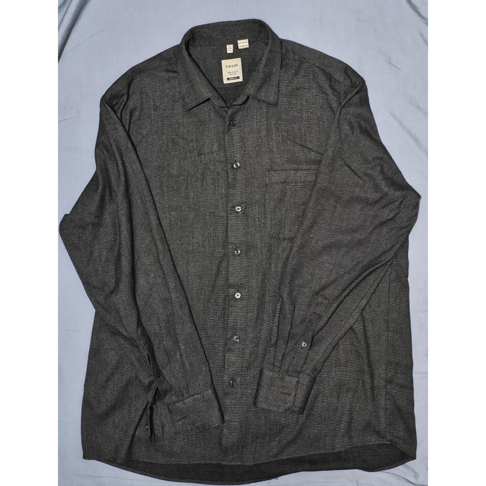 Haupt‎ Germany Gray Shirt Men's Casual Premium Cotton XL 17.5-44